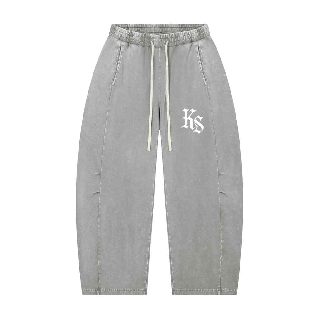 Unisex Mineral Wash Barrel Leg Pants